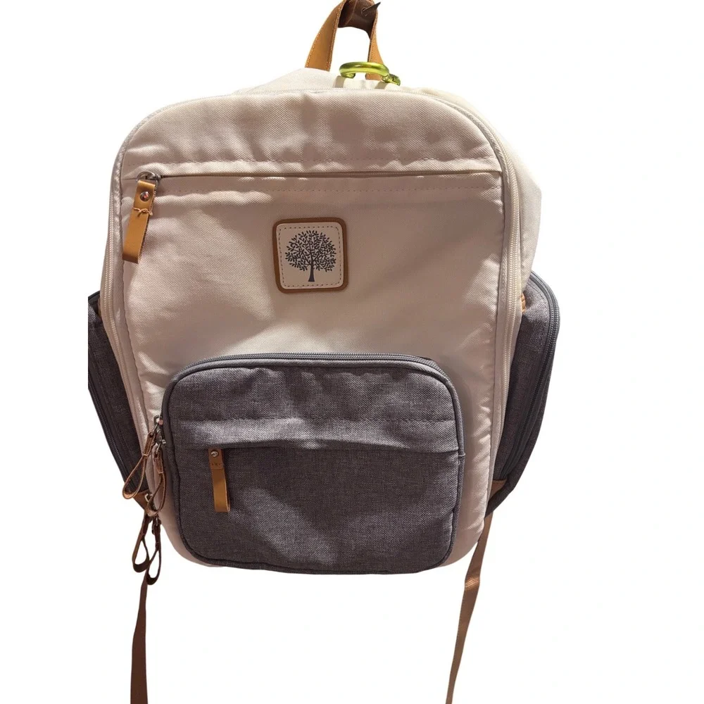 Birch Bag Backpack Diaper‎ Bag Cream Grey Insulated Pockets Excellent Condition